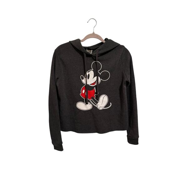Disney Tops - Disney Gray Mickey Mouse Cropped Hoodie Small